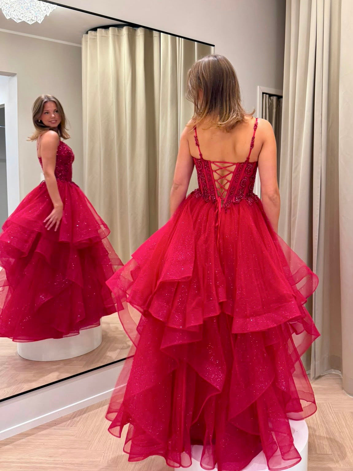 PROM DRESS U6125P BURGUNDY