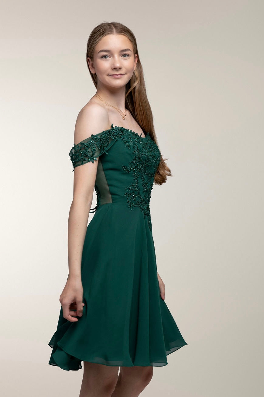 DRESS H4607S-CHIFFON DARKGREEN