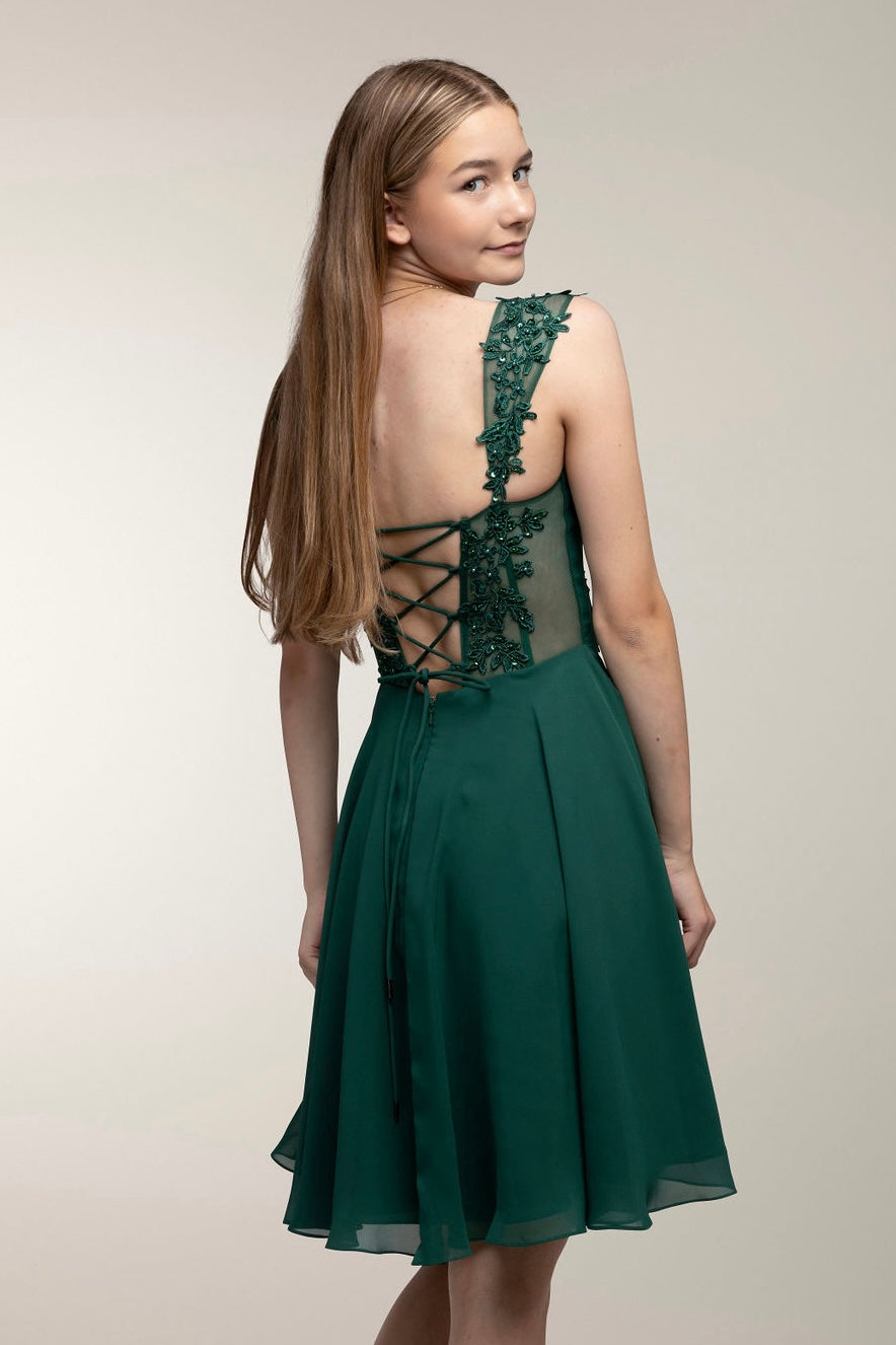 DRESS H4607S-CHIFFON DARKGREEN